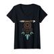 Damen Bunte Federn Indianer Schmuck Vintage Traumfänger T-Shirt mit V-Ausschnitt