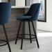 Corrigan Studio® Alferd Swivel Counter & Bar Stool Upholstered/Metal in Blue/Black | 38.25 H x 18.75 W x 21.75 D in | Wayfair