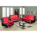 Orren Ellis Ramdas 3 Piece Faux Leather Conservatory Living Room Set Faux Leather in Red/Black | 35 H x 78 W x 33 D in | Wayfair Living Room Sets
