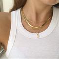 Free People Jewelry | Chunky Snake Flat Necklace With Crystal | Color: Gold | Size: Os