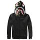 Bape Hoodie Shark Head Cardigan Hoodies Zipper Plus Fleece Jacket Sweatershirt for Men Boy (L,Black)