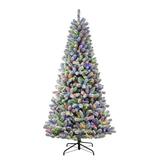 The Holiday Aisle® 7'6" H Green Pine Frosted Christmas Tree w/ 400 LED Lights, Metal in Green/White | 90 H x 48 W in | Wayfair