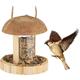 Relaxdays Vogelfutterspender Holz, zum Aufhängen, Vogelhaus für Balkon & Garten, handgefertigt,