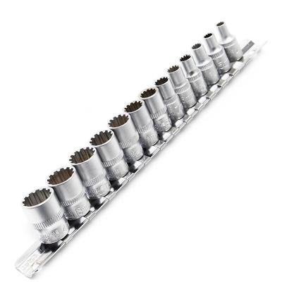 13tlg Steckschlüssel Satz 6,35mm (1/4') mit Außen Vielzahn Profil aus Chrom Image