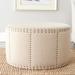 Safavieh Milan Beige Nailhead Round Ottoman