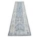 Shahbanu Rugs Gray Afghan Oushak Hand Knotted Runner with Cypress and Willow Tree Design Wool Oriental Rug (2'8" x 11'6")