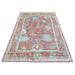 Shahbanu Rugs Coral Red Afghan Ushak with Assortment of Colors Soft and Comfortable Wool Hand Knotted Oriental Rug (5'0" x 7'0")
