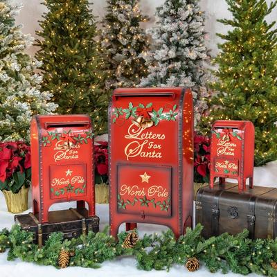 Set of 3 "Letters to Santa" Mailboxes - Red - Large