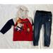 Disney Matching Sets | Disney Baby Boy Suit Set 2 Pieces Pant Elastic Waist Hoodie Long Sleeves Size 4t | Color: Gray/Red | Size: 4tb