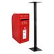 Royal Mail Post Box with Floor Stand ER Cast Iron Wall Mounted Wedding Authentic Pillar Replica Lockable Post Office Letter Box Red