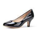 Phorecys Women's Kitten Heels Round Toe Dress Court Shoes Work Comfort Pumps Patent Black US 7-UK 4.5