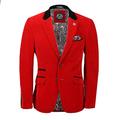 Mens Soft Velvet Blazer Vintage Styled Retro Smart Party Tailored Fit Evening Jacket [AMZCH-BLZ-JES-RED-40]