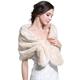 Handcess Women's 1920 Bride Wedding Faux Fur Shawls and Wraps Bridal Fur Scarf Stole Fur Cape for Women and Girls (Yellow)