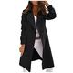 Women's Notched Lapel Collar Double Breasted Trench Coat Wool Blend Windproof Warm Pea Coats Outwear (Black,M)