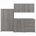 Bush Business Furniture Universal 5 Piece Modular Garage Storage Set with Floor and Wall Cabinets in Platinum Gray - Bush Business Furniture GAS003PG