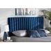 Baxton Studio Emile Modern and Contemporary Navy Blue Velvet Fabric Upholstered and Dark Brown Finished Wood Full Size Headboard - Wholesale Interiors Emile-Navy Blue Velvet-HB-Full