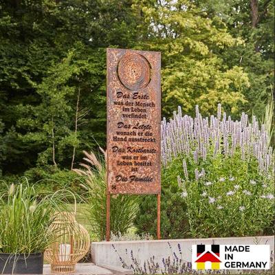 Rost Gartenschild family - 115 x 45 cm Made in Germany Edel Rost Garten Gartenschild - Home Deluxe