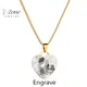 Uzone – collier personnalisé en acier inoxydable pour femmes pendentif avec Image de cœur gravé