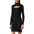 Urban Classics Damen Ladies Stretch Jersey Cut-Out Turtleneck Dress Kleid, Black, L