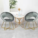 Gymax Set of 2 Accent Velvet Chairs Dining Chairs Arm Chair w/Golden - See Details