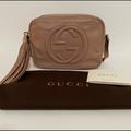 Gucci Accessories | Authentiv Gucci Disco Camera Bag In Soft Patent Leather | Color: Tan | Size: Os