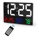 Digital Clock Large Display,11.5" Digital Calendar Alarm Clock with Wireless Remote Control,LED Oversized Wall Clock with Date Temp,12/24H,Large Clock for Home Office Kitchen School,White-Color Word