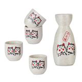 5-Piece Porcelain Japanese Sake Pitcher Set (Service For 4)
