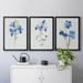 Red Barrel Studio® Blue Blossom Botanical I - 3 Piece Picture Frame Painting Set on Canvas Canvas, in Black/Indigo/Pink | Wayfair