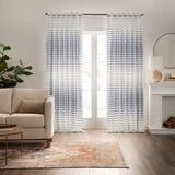 Latitude Run® Jorin 100% Cotton Striped Semi-Sheer Rod Pocket Single Curtain Panel 100% Cotton in Green/Blue/Navy | 95 H in | Wayfair