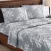 Red Barrel Studio® 4-Piece Foliage Bed Sheets & Pillowcases Set Microfiber/Polyester/Flannel in Gray | Queen | Wayfair