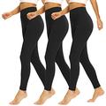 FASHION BOUTIQUE Beelu High Waist Leggings Women Pants - 3 Pack Super Soft Yoga Pants Sports Leggings Womens Tights Full Length Opaque Slim Black (14-24)