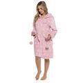 Style It Up Personalised Ladies Womens Heart Embossed Hooded Robe Zip Winter Dressing Gown (Pink,16-18)