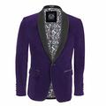 Men’s Soft Velvet Dinner Jacket Retro Tailored Fit Party Tuxedo Blazer Black Satin Shawl Lapels [AMZCH-TUX-RICKY-PURPLE-36]