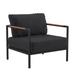 Indoor/Outdoor Patio Chair with Cushions - Modern Aluminum Framed Chair with Teak Accented Arms, Black with Charcoal Cushions [GM-201027-1S-CH-GG] - Flash Furniture GM-201027-1S-CH-GG