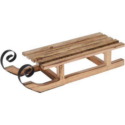 Deko Holz Schlitten geflammt - 40 cm - mit Metallkufen