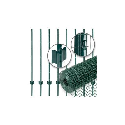 VOSS.farming Gartenzaun-SET: Volierendraht 10mx100cm, grün + 8x Metall Zaunpfosten Image