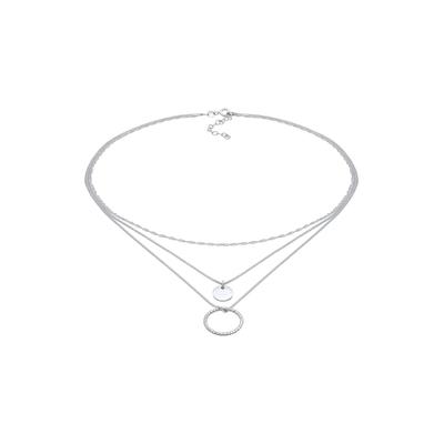 Elli Layer Plättchen Kreis Gedreht Anhänger 925Silber silberfarben Damen Image