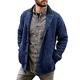 X-xyA Mens Cable Knit Cardigan Sweater Shawl Collar Loose Fit Long Sleeve Casual Cardigans,Blue,XXL