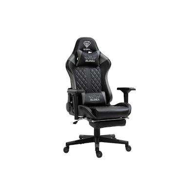 TRISENS Chair Racing Chefsessel mit Fußstütze und ergonomsichen 4D-Armlehnen, ergonomischer Sportsitz Optik Schwarz/Grau Image