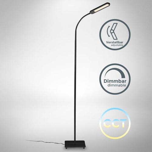 Stehlampe - 6,5W, 600lm, LED, dimmbar, touch, schwenkbar, CCT, Schwarz