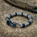 Bracelet Viking en perles celtiques Rune hache pour homme symbole Odin lanière en métal