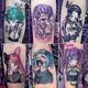 Autocollants de tatouage temporaire de dessin animé sombre pour fille art corporel féminin faux