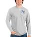 Men's Antigua Heathered Gray Kansas City Royals Reward Crewneck Pullover Sweatshirt