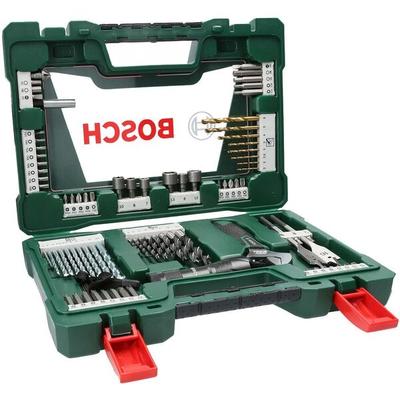 BOSCH 83-teilig TiN-Bohrer- und Bit-Set »V-Line« mit LED Taschenlampe silber