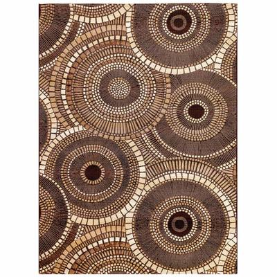 Liora Manne Marina Circles Indoor/Outdoor Rug by Trans-Ocean Import in Brown (Size 23" X 7'6")