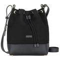 Women's Handbag Black - Expatrié Lily Bucket Bag Small - Cotton Canvas and Vegan PU Leather - Shopping, Office, Leisure - Crossbody Shoulder Bags