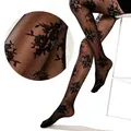 KASURE – collants transparents en Nylon pour femmes Sexy avec tatouages à motifs motif floral