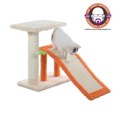 Two-Level Platform 27" Real Wood Cat Scratcher With Sisal Carpet Ramp by Armarkat in Beige