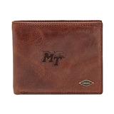 Men's Fossil Brown MTSU Blue Raiders Leather Ryan RFID Flip ID Bifold Wallet