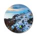 DecorumBY Spectacular Santorini - Photograph on Round Acrylic Metal in Blue/Brown/White | 24 H x 24 W x 1.5 D in | Wayfair